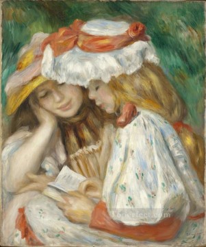 Pierre Auguste Renoir Painting - dos niñas leyendo en el jardín Pierre Auguste Renoir
